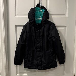 Cat & Jack Waterproof Fleece Lined Kids Jacket Black and Teal Size 6/6x Unisex